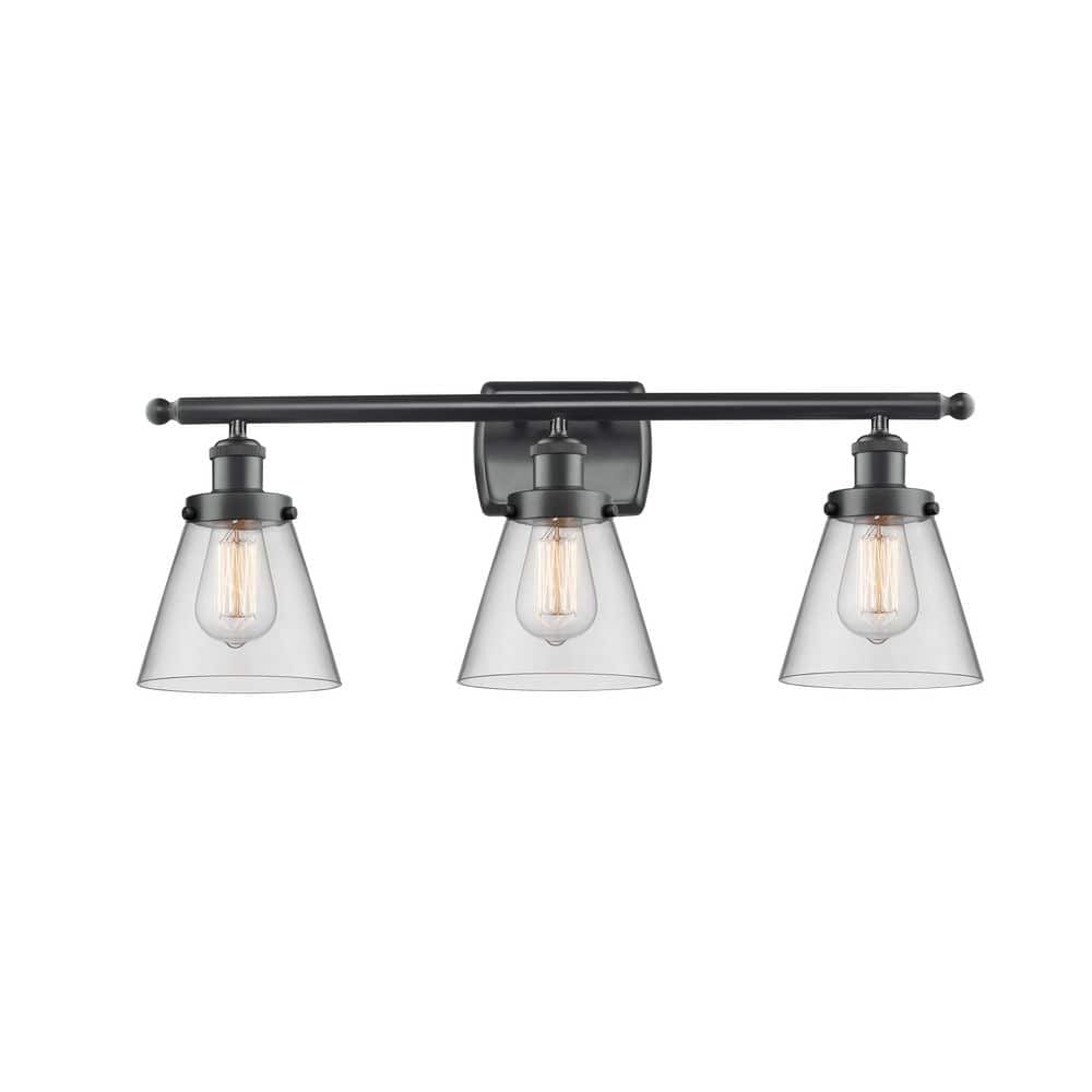 Cone 26 in. 3-Light Matte Black Vanity Light with Glass Shade price history on PriceWatchPro