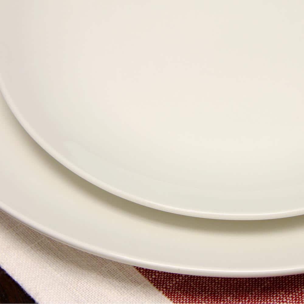 Elegant White Porcelain Dinnerware Set, Service for 4