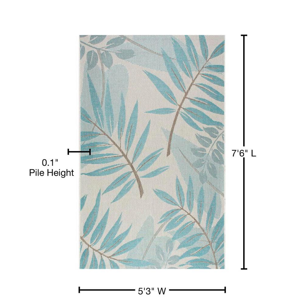 Contemporary Floral Shag Blue Rectangular Area Rug