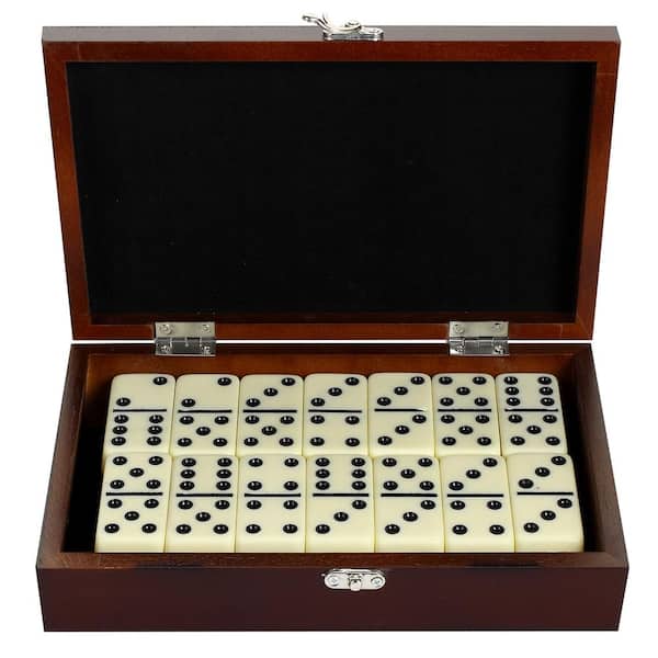 Hathaway Premium Domino Set With Wooden, Dominoes In Wooden Box