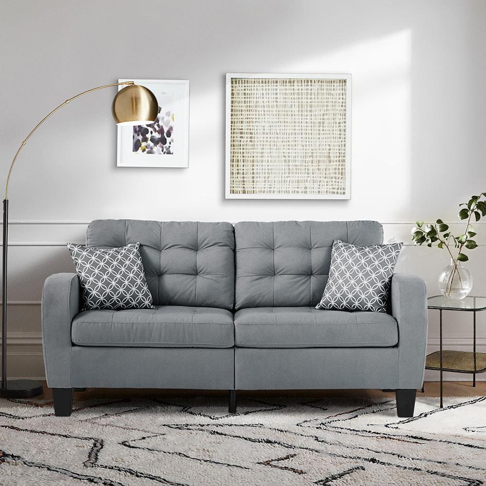 Sinclair Contemporary 72" Gray Fabric Stationary Sofa