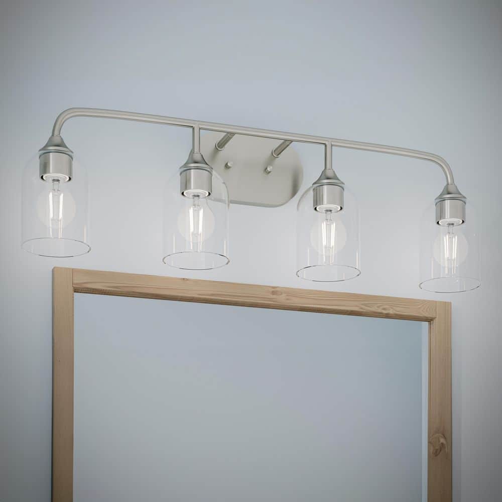 Ilia 31 In. 4-Light Brushed Nickel Transitional Bath Vanity Light with Clear Glass Shades price history on PriceWatchPro