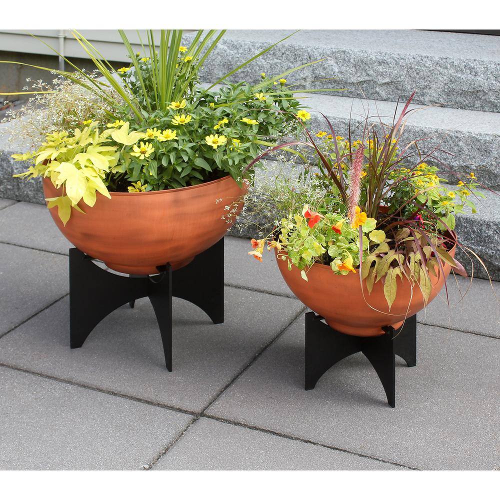 Arcology-Inspired Burnt Sienna Metal Planter, 18" x 18"