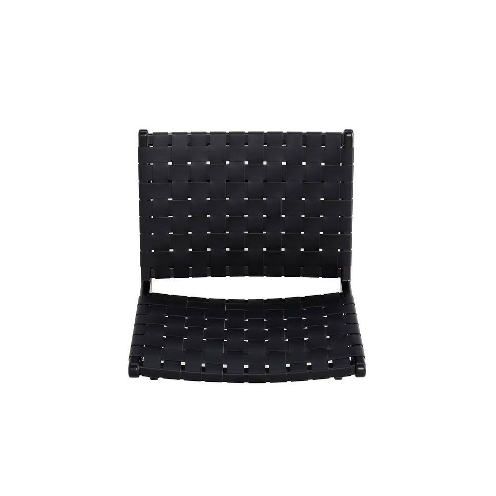Manhattan Comfort Black Faux Leather Woven Slipper Chair