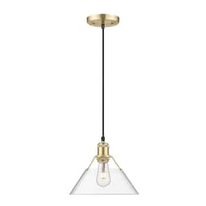 Orwell 100-Watt 1-Light Brushed Champagne Bronze and Clear Glass Pendant Light