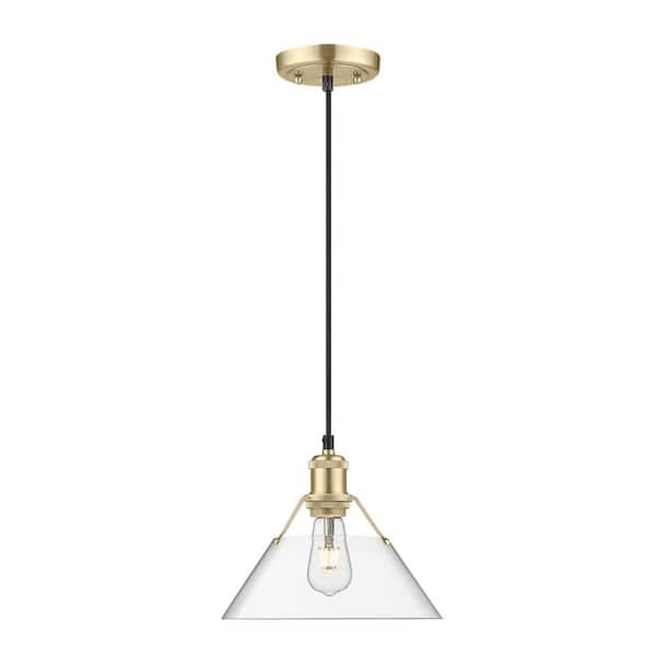 Golden Lighting Orwell 100-Watt 1-Light Brushed Champagne Bronze and Clear Glass Pendant Light