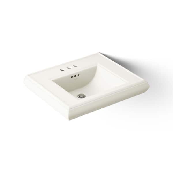 Memoirs 24.2 in. x 19.88 in. Pedestal Bathroom Sink in Biscuit Fireclay