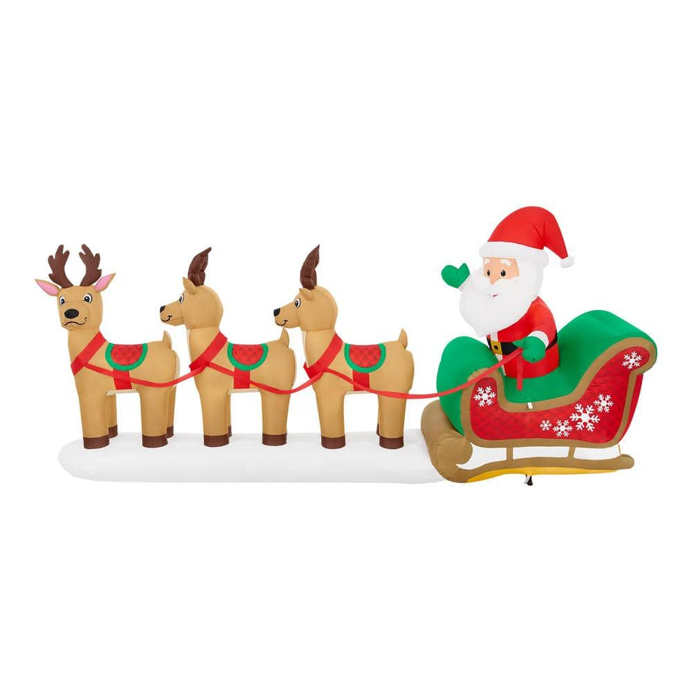 Home Accents Holiday 5.5 ft. H x 12 ft. W Airblown Santa, Sleigh