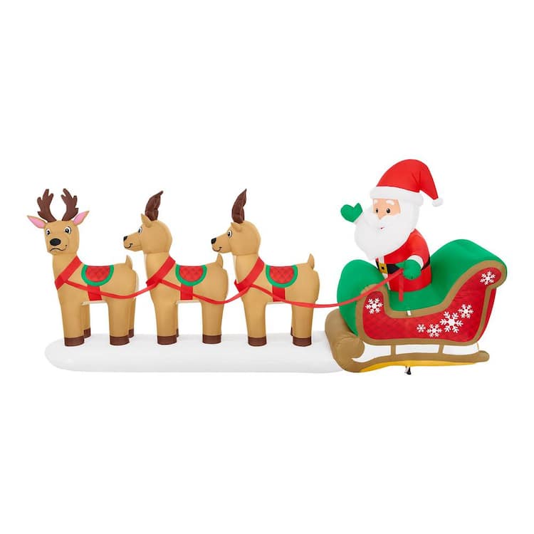 Home Accents Holiday 5.51 ft. H x 12 ft. W LED Santa Sleigh Scene