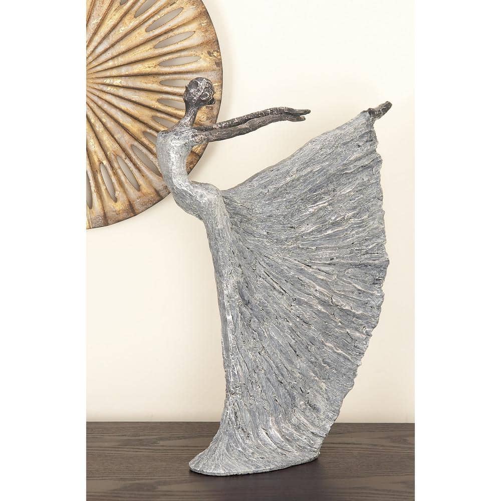 Gray Polystone Abstract Dancer Sculpture 12" x 3" x 16"