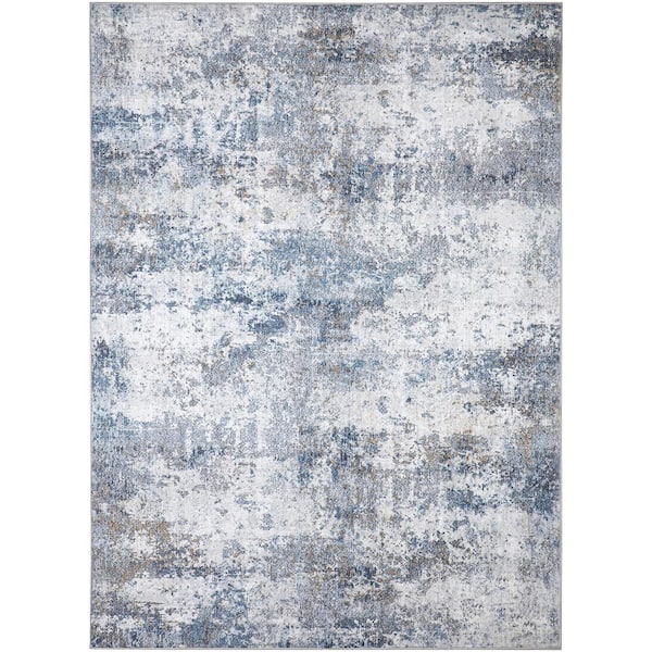 Morning Blue 2 ft. x 3 ft. Modern Abstract Area Rug