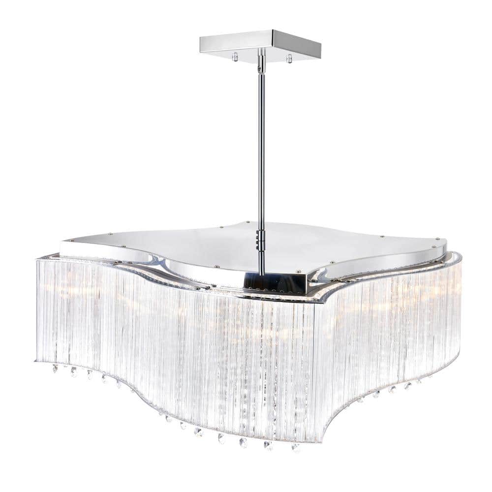 Elsa Chrome Mini Drum Shade Chandelier with Crystal Beads