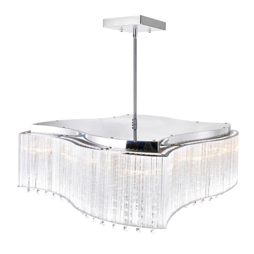 Elsa Chrome Mini Drum Shade Chandelier with Crystal Beads