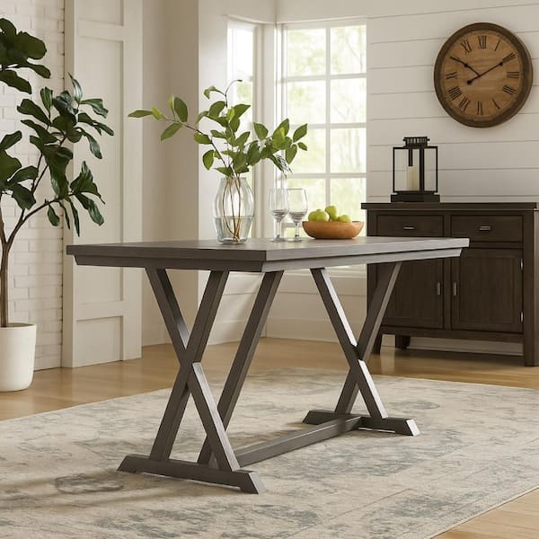 Ghy 36 in. H Coffee Brown and Gray Rectangular Bar Table Seats 6