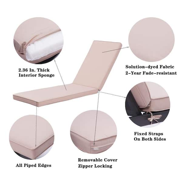 1pc Khaki Color Thickened Sponge Seat Cushion With Removable Cover