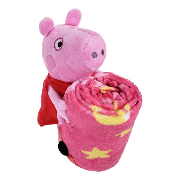 THE NORTHWEST GROUP Peppa Pig Playful Peppa Silk Touch Multi Colored Throw Blanket with Hugger 1PEP312000001RET The Home Depot