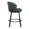 Green faux leather bar stool from the side.