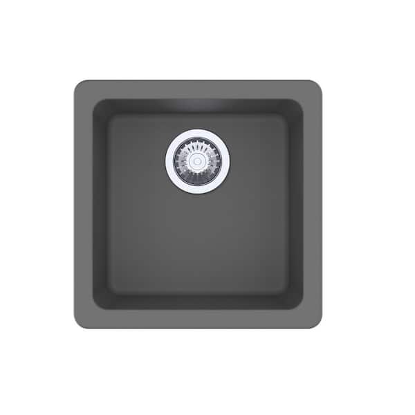 Gray Granite Composite 17 in. Dual Mount Bar Sink