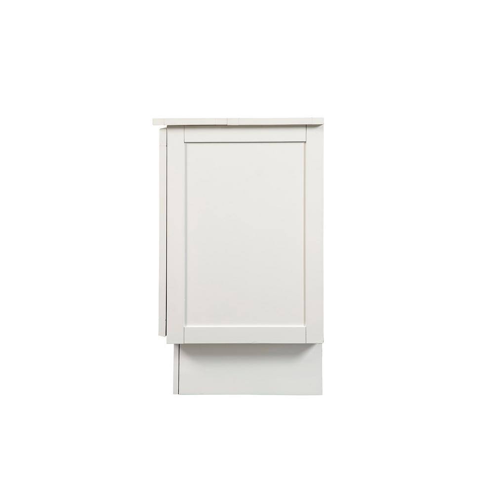 Essex White Queen Murphy Bed with Upholstered Wood Frame and Drawer