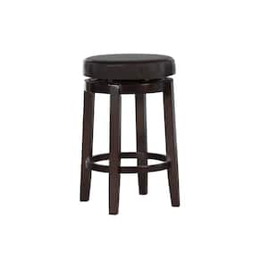 Maya Brown Faux Leather Backless Swivel Counter Stool with Padded Seat