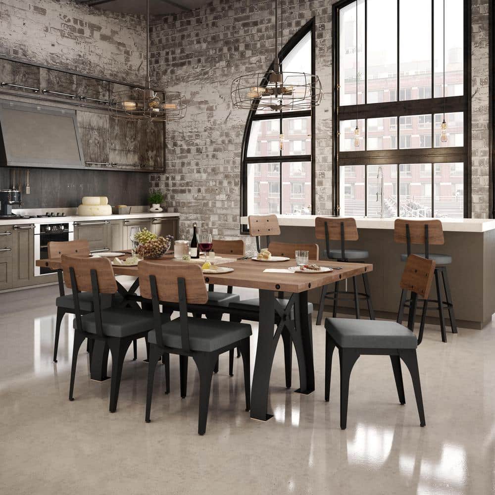 Symmetry Medium Gray Faux Leather and Metal Side Chair