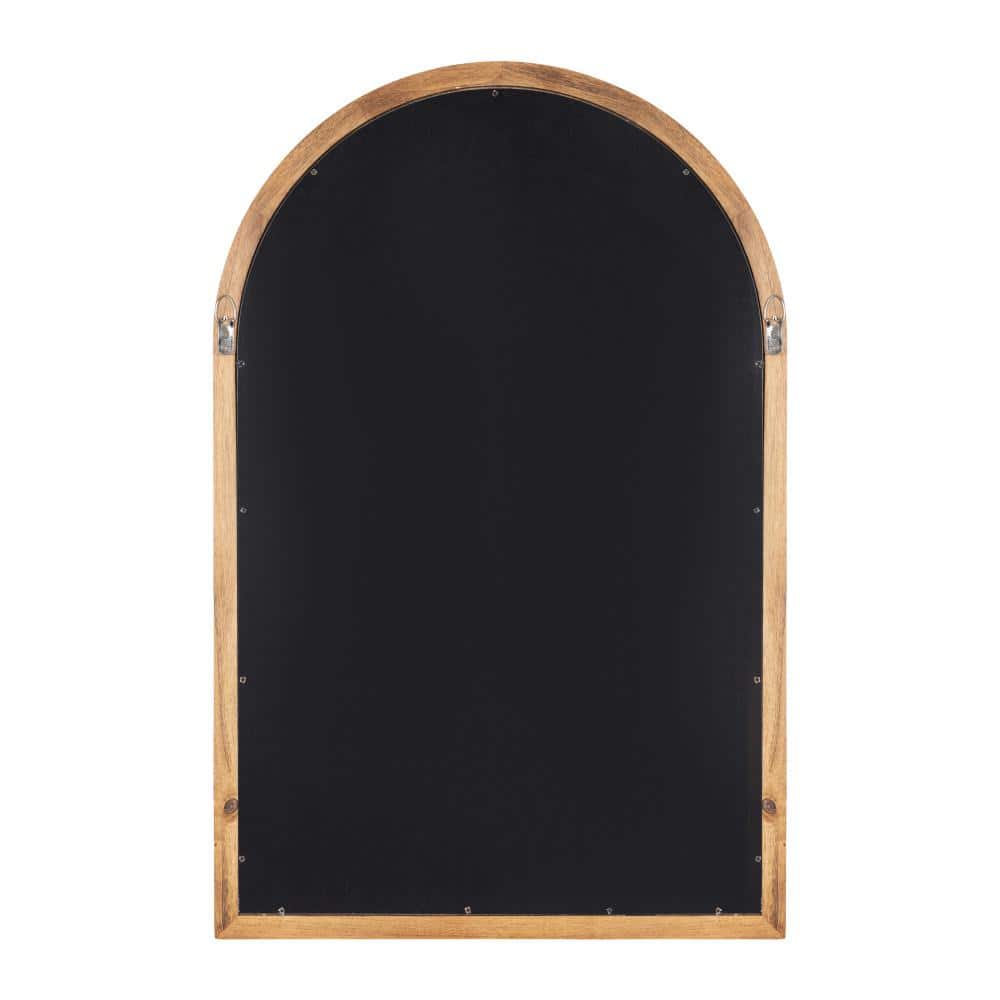 Rustic Brown Arched Wood Wall Mirror for Bathroom Vanity