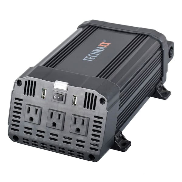 Technaxx TE16 1,200-Watts Power Inverter, 3 AC Outlets and 2 USB-A Ports