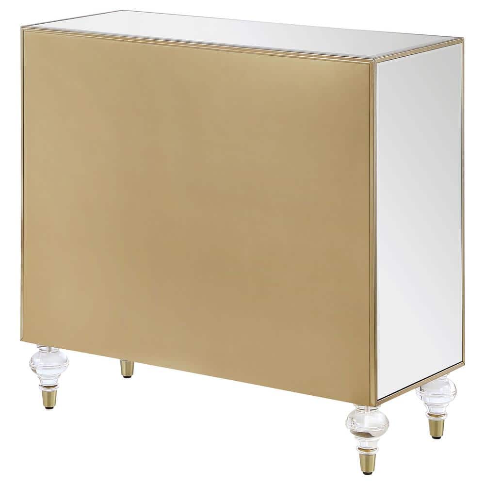 Glamorous Mirror and Champagne 2-Door Accent Cabinet