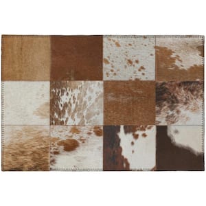 Abilene Brown 1 ft. 8 in. x 2 ft. 6 in.  Patchwork Polyester Accent Rug