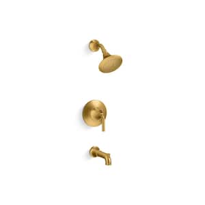 Tone 1-Handle Tub and Shower Faucet Trim Kit with 1.75 GPM in Vibrant Brushed Moderne Brass (Valve Not Included)