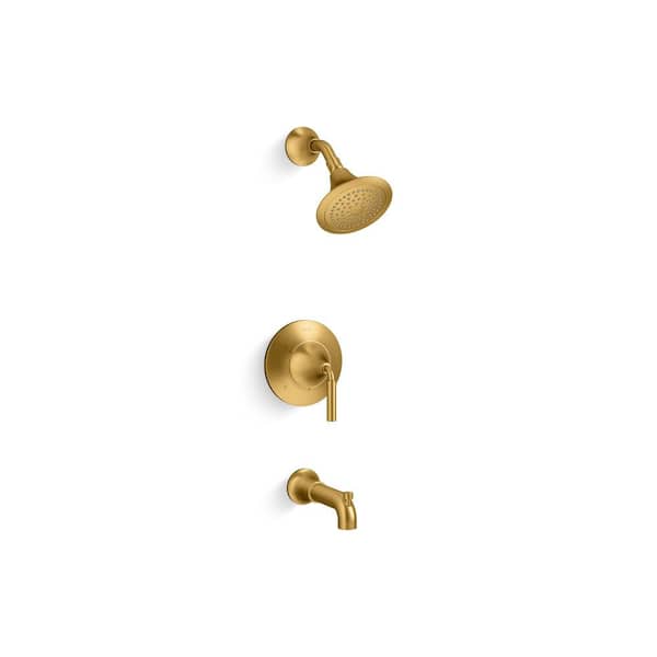KOHLER Tone 1-Handle Tub and Shower Faucet Trim Kit with 1.75 GPM in Vibrant Brushed Moderne Brass (Valve Not Included)