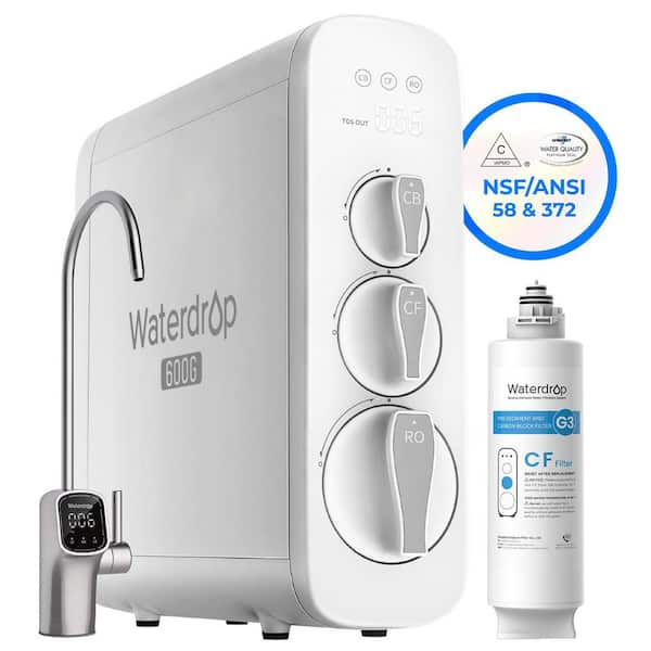 G3P600 8-Stage NSF Certified Reverse Osmosis Water Filtration System, Under-Sink Water Filter, Extra CF Filter