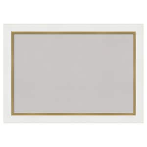 Eva White Gold Framed Grey Corkboard 41 in. x 29 in Bulletin Board Memo Board