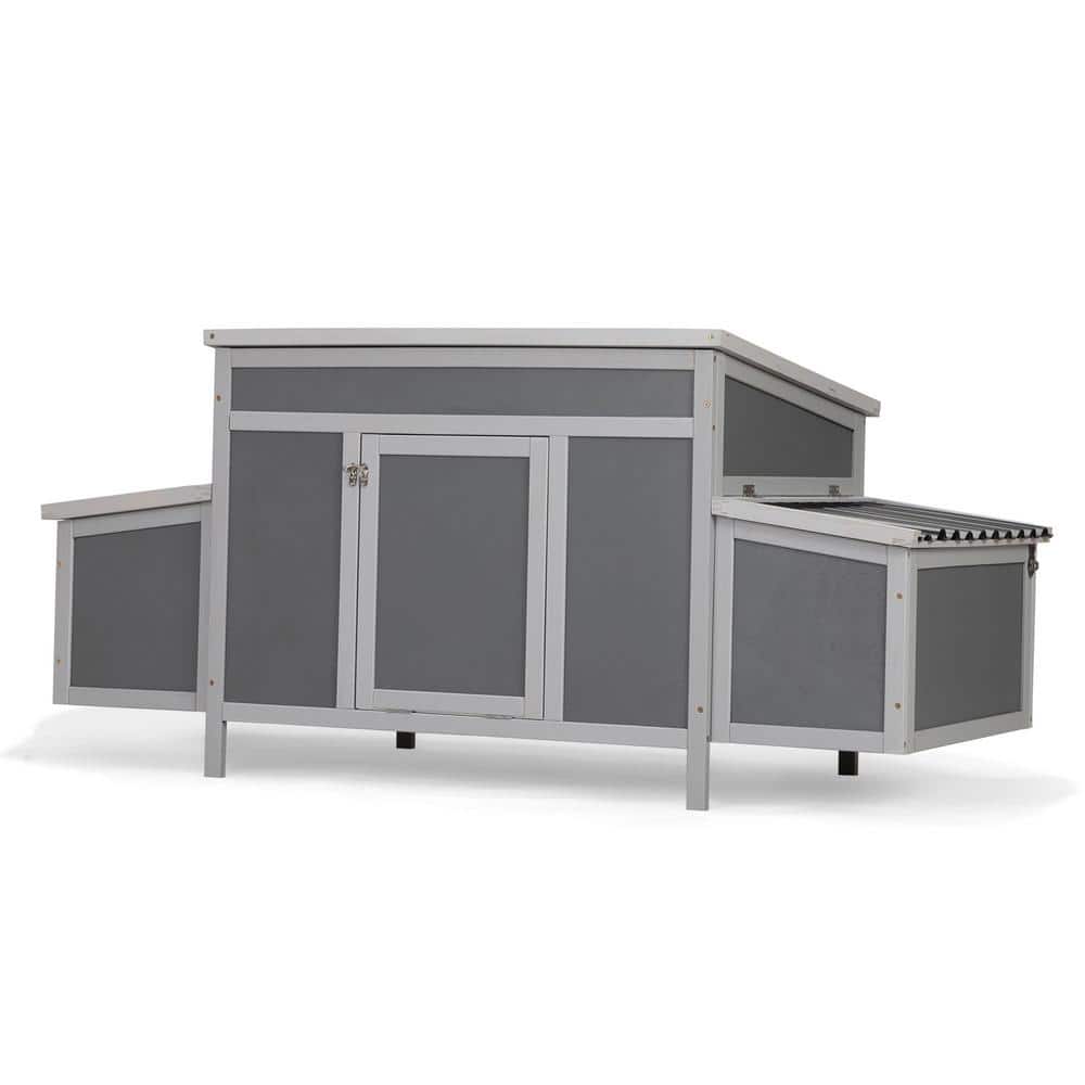 Gray Weatherproof Pinewood Chicken Coop with Nesting Boxes