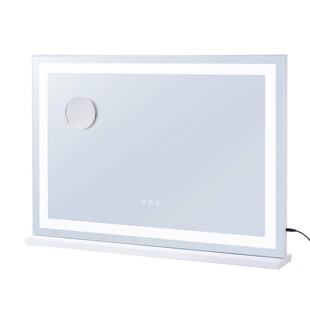 Lighted Makeup Mirror, White, 22.5 in. W x 4.7 in. L, Modern, Classic, Art Demo, Square, Carbon, Cosmetic Mirror price history on PriceWatchPro
