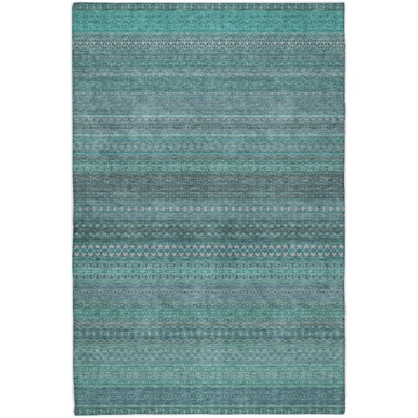 Dream Shag Premium Machine Washable Abstract ADS527 Turquoise 8 ft. x 10 ft. Area Rug