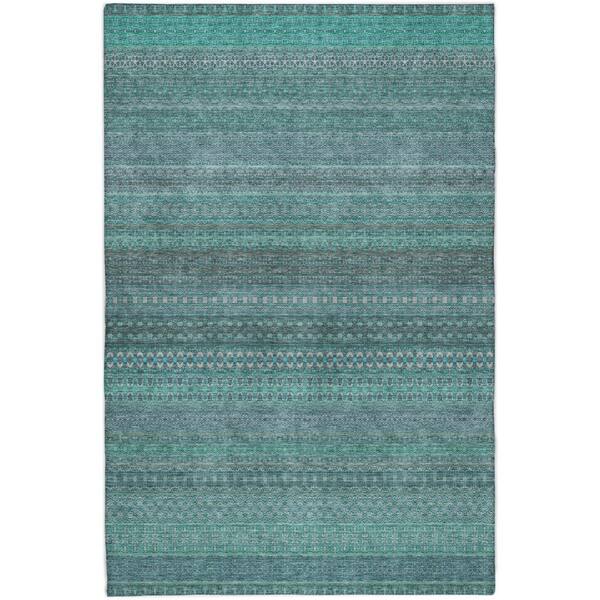 Dream Shag Premium Machine Washable Abstract ADS527 Turquoise 9 ft. x 12 ft. Area Rug