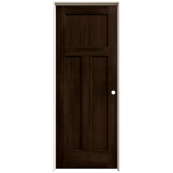 JELD-WEN 24 in. x 80 in. Craftsman Espresso Stain Left-Hand Solid Core Molded Composite MDF Single Prehung Interior Door