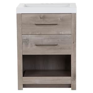 Rowley 25 in. W x 19 in. D x 34 in. H Single Sink  Bath Vanity in White Washed Oak with White Cultured Marble Top