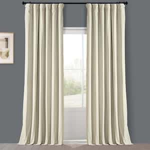 Au Lait Creme Velvet Rod Pocket Room Darkening Curtain - 50 in. W x 84 in. L