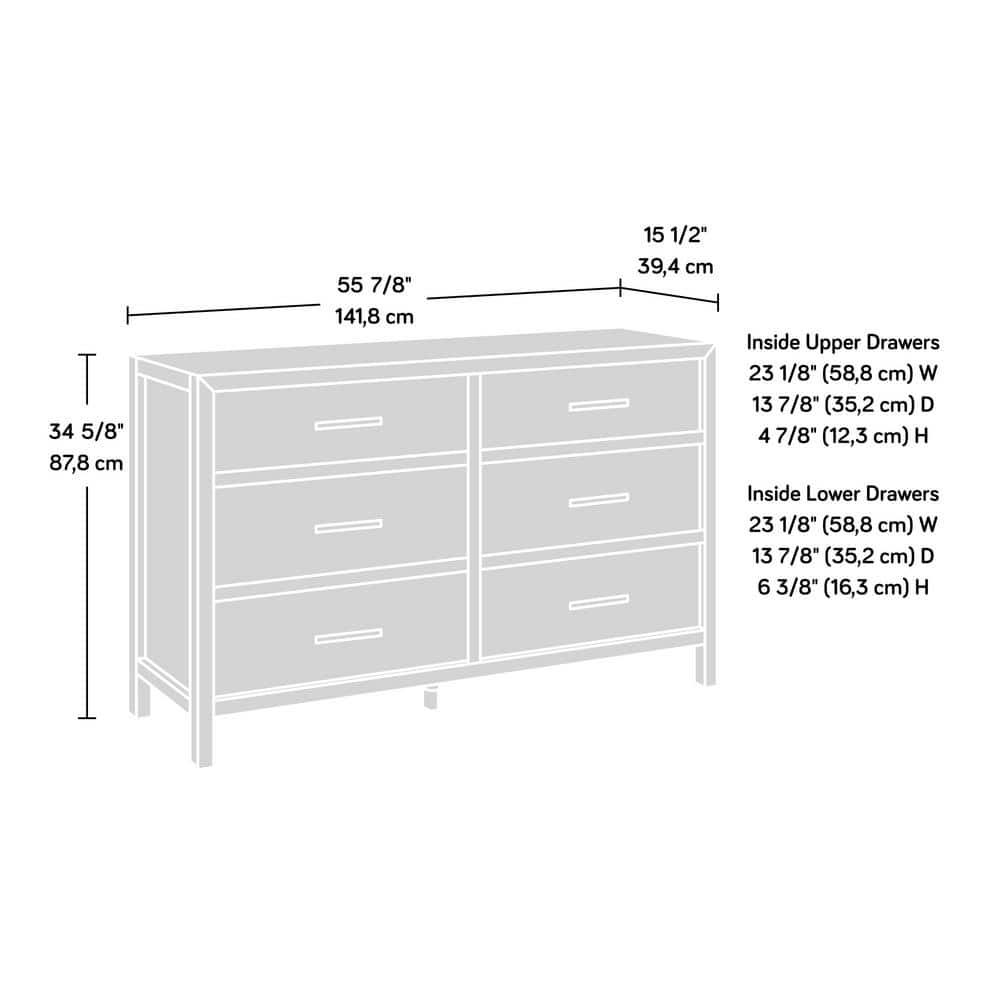 Prime Oak Double Dresser with Six Drawers