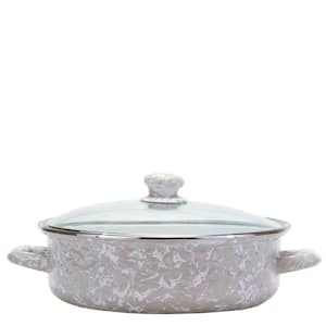 Taupe Swirl 3 qt. Enamelware Saute Pan with Glass Lid