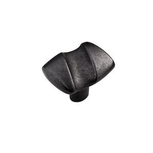 1-1/4 in. x 1-1/2 in. Serendipity Black Iron Cabinet Knob