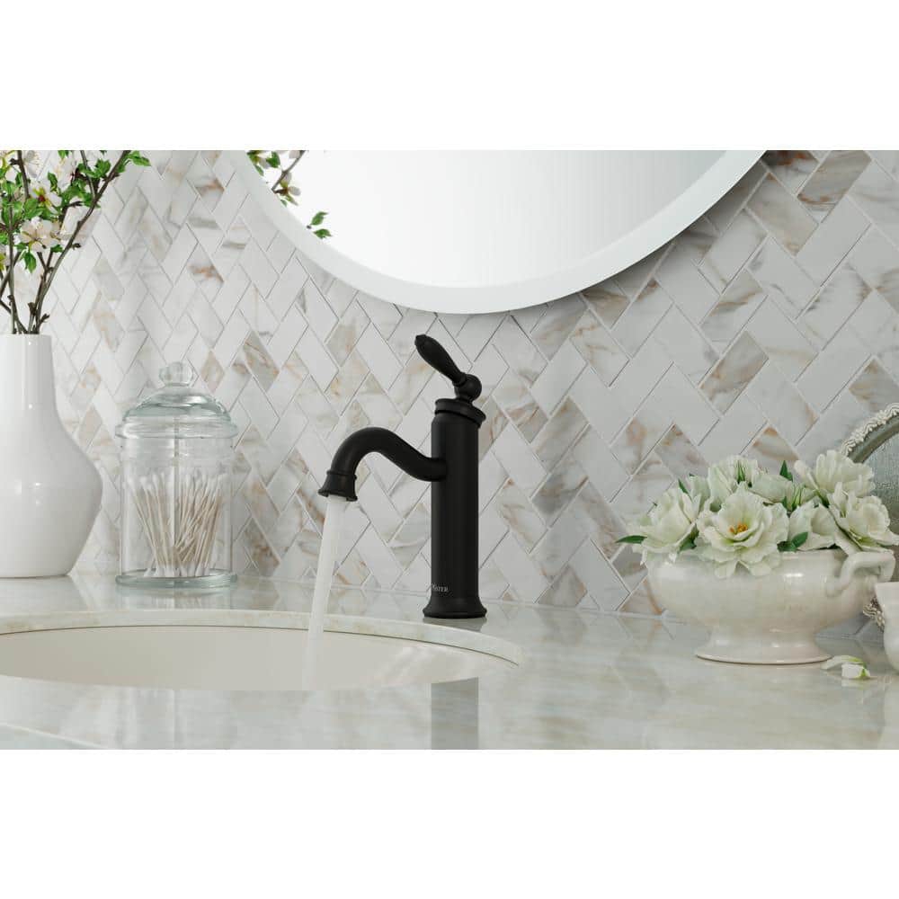 Matte Black Single Handle High Arc Bathroom Faucet