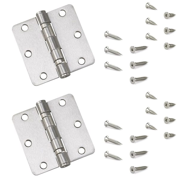 3-1/2 in. x 3-1/2 in. Brushed Nickel Full Mortise Ball Bearing Butt Hinge with Removable Pin (2-Pack)