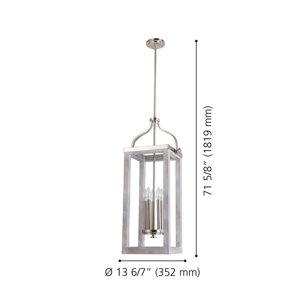 Westbury 5-Light Brushed Nickel and Driftwood Pendant