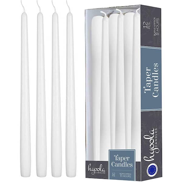 Set of 36 White Candles Taper 8 Inch Tall and 3/4 Inch Thick Burn 7 Hours 