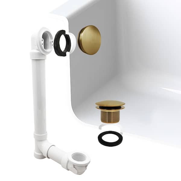 Westbrass 12 in. and 4 in. Bath Waste and Overflow with Tip-Toe Drain Plug and Illusionary Faceplate - Sch. 40 PVC, Brushed Bronze