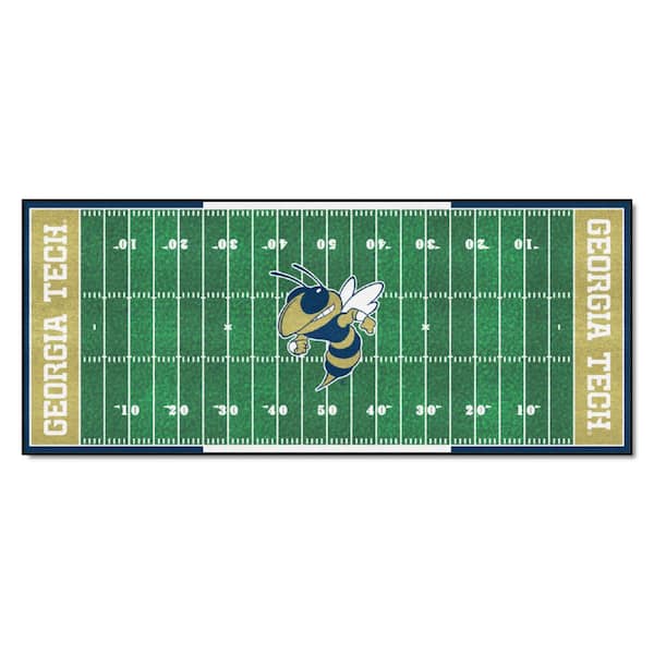 FANMATS Georgia Tech Yellow Jackets Green 2.5 ft. x 6 ft. Field Runner Rug