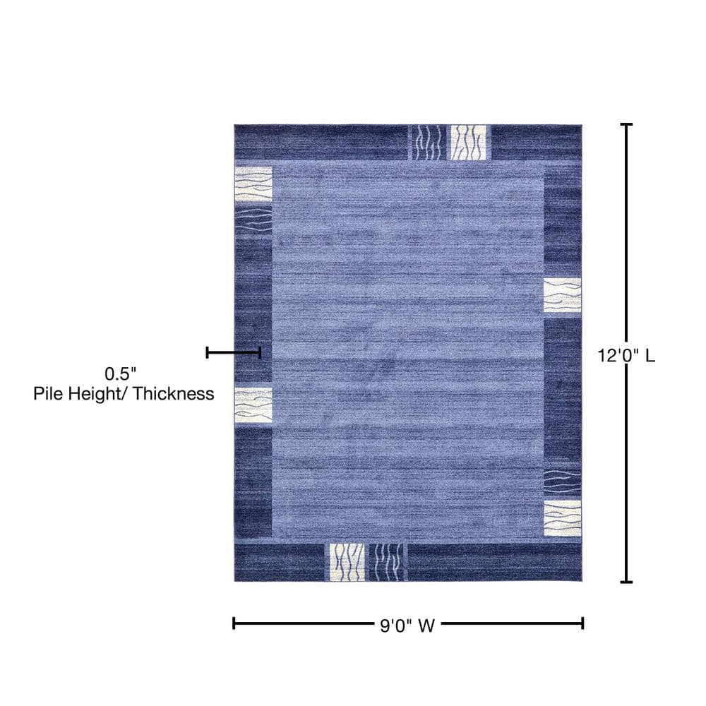 Light Blue Geometric Tufted Synthetic 9' x 12' Area Rug